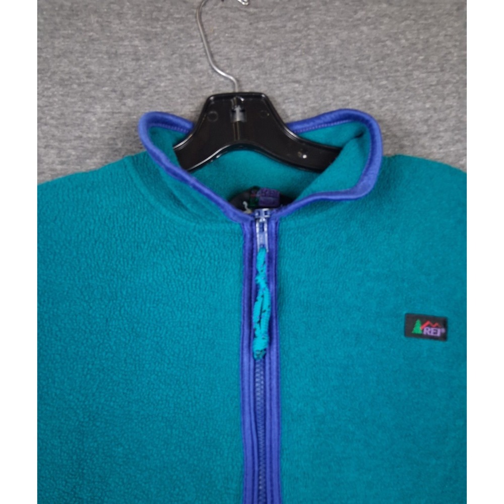 VTG REI Adult Jacket Blue Full Teal Zip Fleece 90s Gorpcore Hiking Camping Retro
